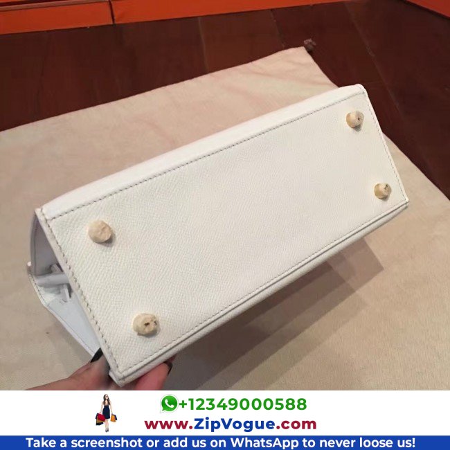 Hermes White Epsom Kelly 25cm Sellier Lushentic AAAAA Grade Replica - Image 7