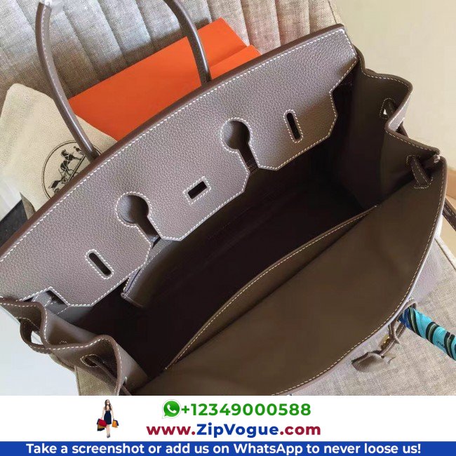 Hermes Etoupe Clemence Birkin 30cm Lushentic AAAAA Grade Replica - Image 2