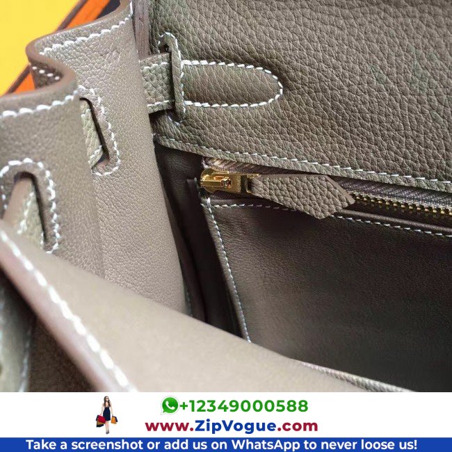 Hermes Etoupe Clemence Birkin 30cm Lushentic AAAAA Grade Replica - Image 3