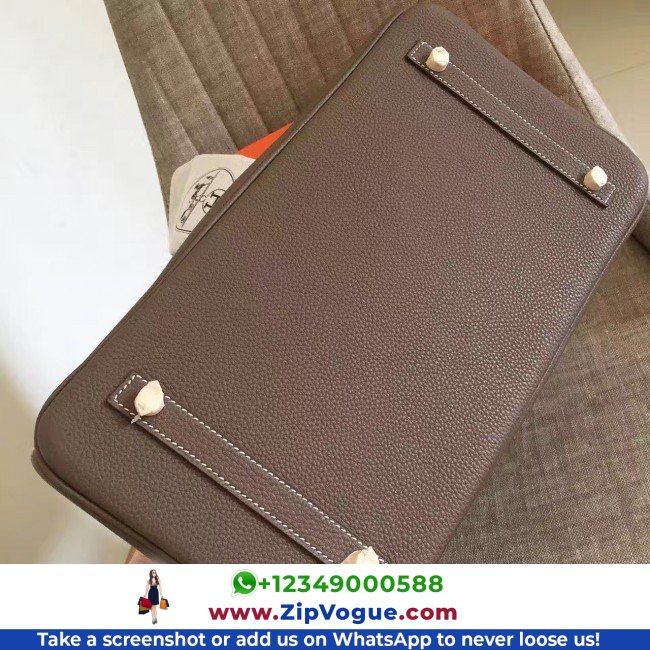 Hermes Etoupe Clemence Birkin 30cm Lushentic AAAAA Grade Replica - Image 4