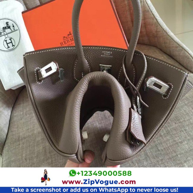 Hermes Etoupe Clemence Birkin 30cm Lushentic AAAAA Grade Replica - Image 7