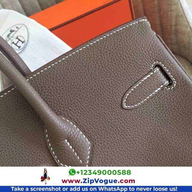 Hermes Etoupe Clemence Birkin 30cm Lushentic AAAAA Grade Replica - Image 8
