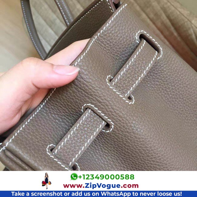 Hermes Etoupe Clemence Birkin 30cm Lushentic AAAAA Grade Replica - Image 9