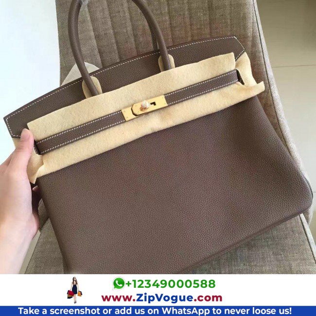 Hermes Etoupe Clemence Birkin 30cm Lushentic AAAAA Grade Replica