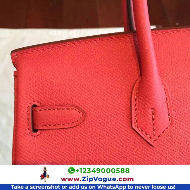 Hermes Rose Red Epsom Birkin 25cm Lushentic AAAAA Grade Replica - Image 5