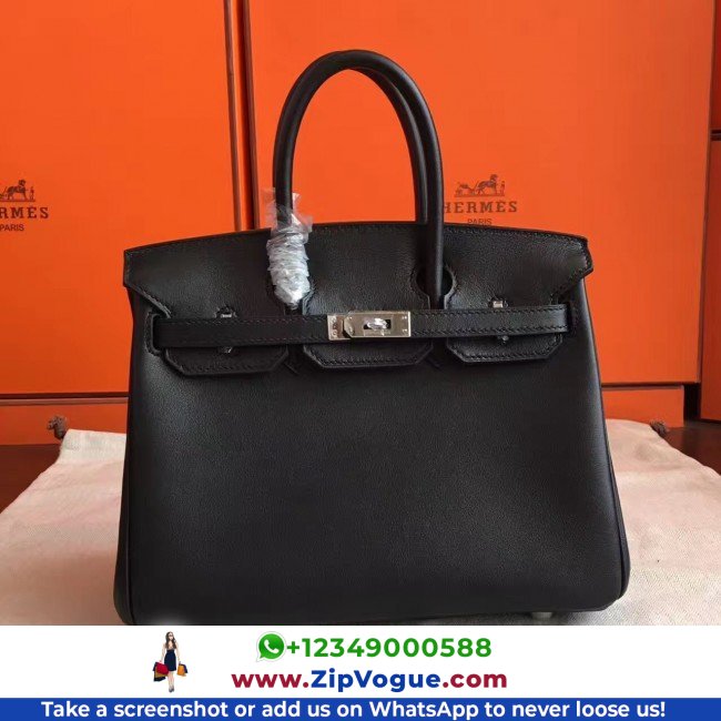 Hermes Black Swift Birkin 25cm Lushentic AAAAA Grade Replica