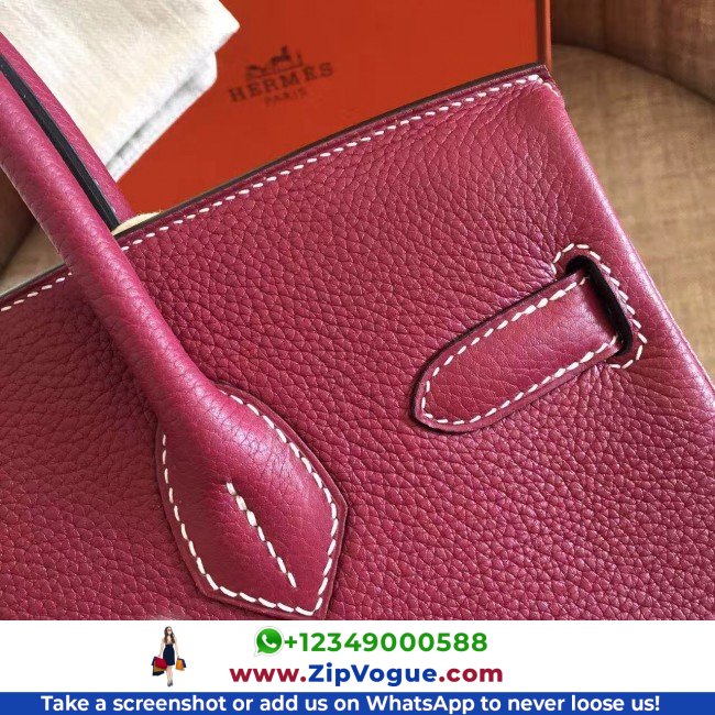 Hermes Ruby Clemence Birkin 35cm Lushentic AAAAA Grade Replica - Image 2