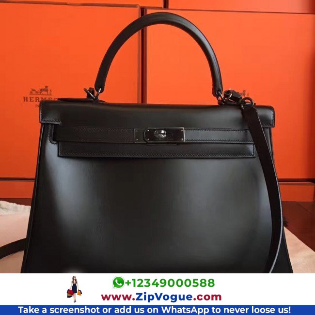 Hermes So Black Box Kelly Retourne 32cm Lushentic AAAAA Grade Replica - Image 2
