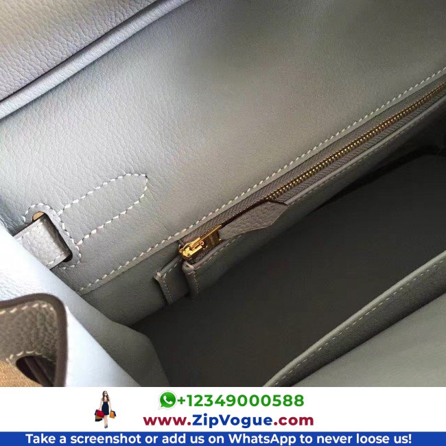 Hermes Blue Lin Clemence Birkin 30cm Lushentic AAAAA Grade Replica - Image 4