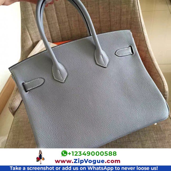 Hermes Blue Lin Clemence Birkin 30cm Lushentic AAAAA Grade Replica - Image 6