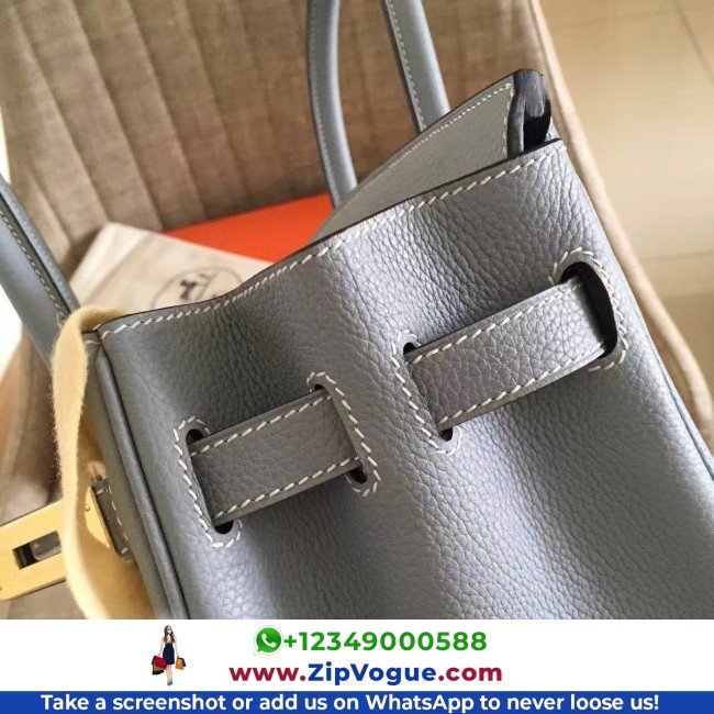 Hermes Blue Lin Clemence Birkin 30cm Lushentic AAAAA Grade Replica - Image 7