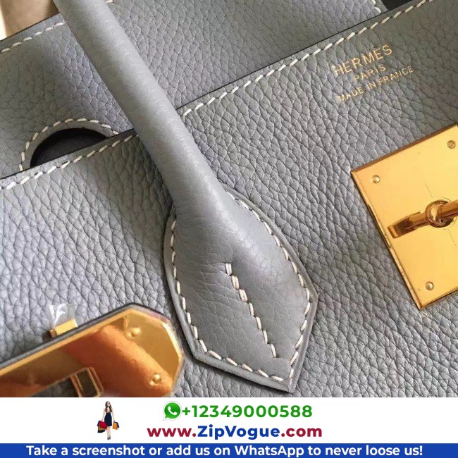 Hermes Blue Lin Clemence Birkin 30cm Lushentic AAAAA Grade Replica - Image 8