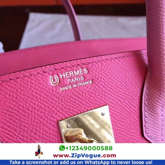 Hermes Rose Lipstick Espom Horseshoe Brikin 30cm Lushentic AAAAA Grade Replica - Image 7