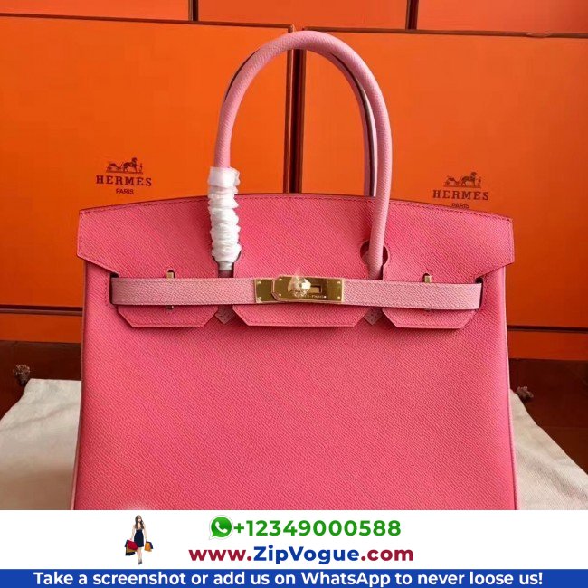 Hermes Rose Lipstick Espom Horseshoe Brikin 30cm Lushentic AAAAA Grade Replica