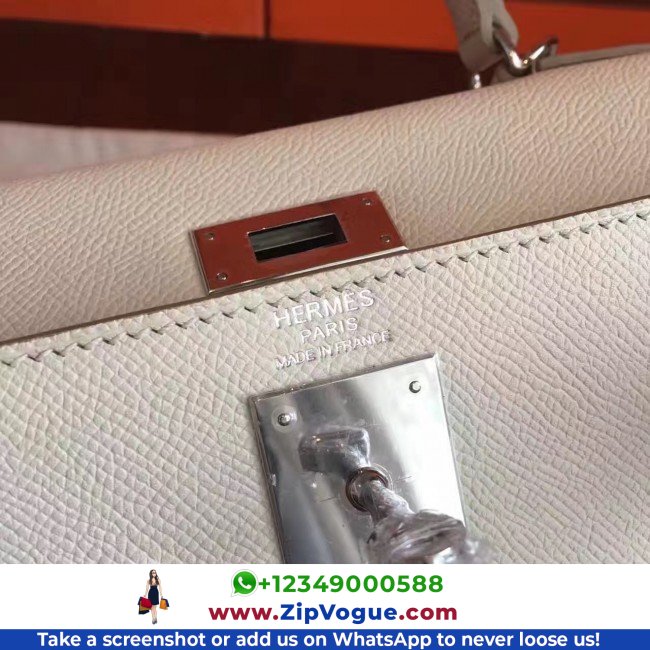 Hermes White Epsom Kelly Sellier 28cm Lushentic AAAAA Grade Replica - Image 3