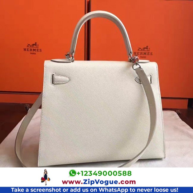 Hermes White Epsom Kelly Sellier 28cm Lushentic AAAAA Grade Replica - Image 6
