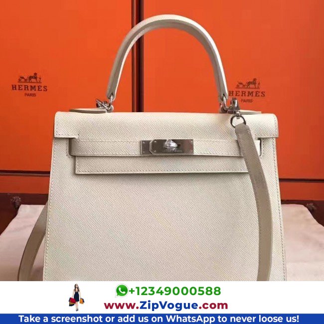 Hermes White Epsom Kelly Sellier 28cm Lushentic AAAAA Grade Replica