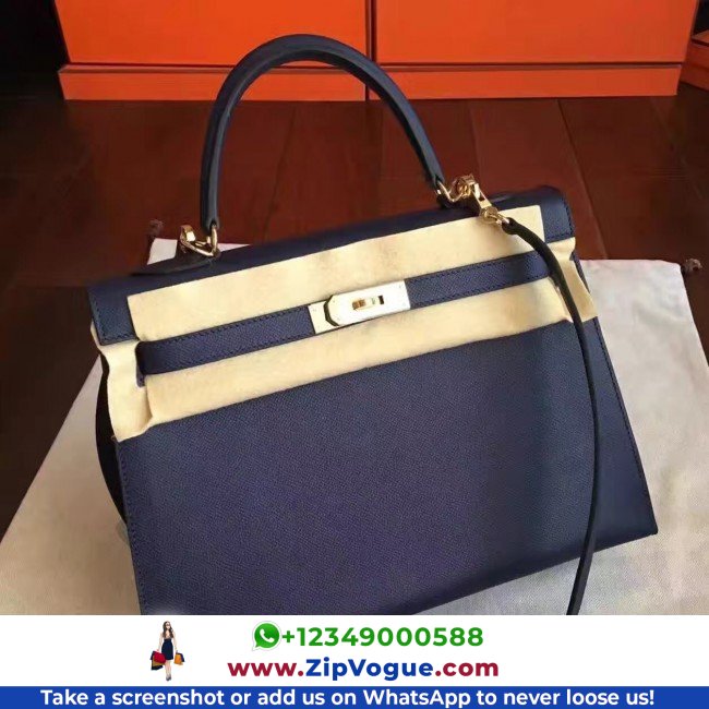 Hermes Sapphire Epsom Kelly 32cm Sellier Lushentic AAAAA Grade Replica - Image 3