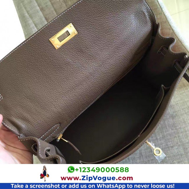 Hermes Etoupe Clemence Kelly Retourne 28cm Lushentic AAAAA Grade Replica - Image 6
