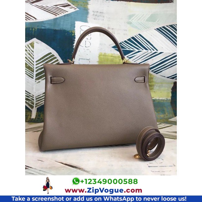 Hermes Taupe Clemence Kelly 35cm Lushentic AAAAA Grade Replica - Image 6