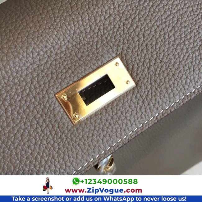 Hermes Taupe Clemence Kelly 35cm Lushentic AAAAA Grade Replica - Image 8