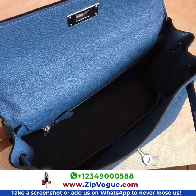 Hermes Blue Agate Clemence Kelly Retourne 28cm Lushentic AAAAA Grade Replica - Image 5