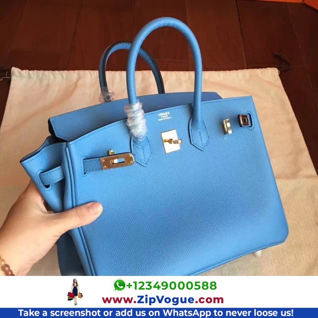 Hermes Blue Paradiso Epsom Birkin 25cm Lushentic AAAAA Grade Replica - Image 3