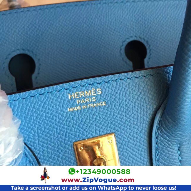 Hermes Blue Paradiso Epsom Birkin 25cm Lushentic AAAAA Grade Replica - Image 6