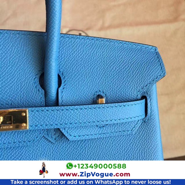 Hermes Blue Paradiso Epsom Birkin 25cm Lushentic AAAAA Grade Replica - Image 7