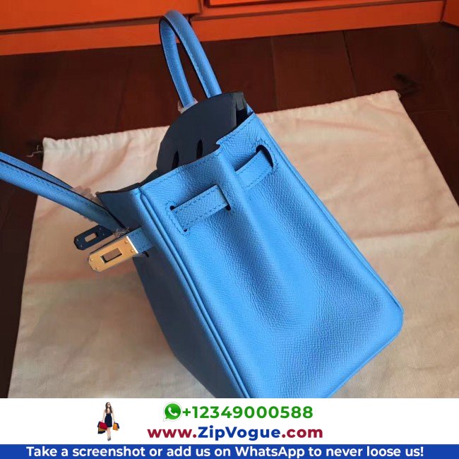 Hermes Blue Paradiso Epsom Birkin 25cm Lushentic AAAAA Grade Replica - Image 9