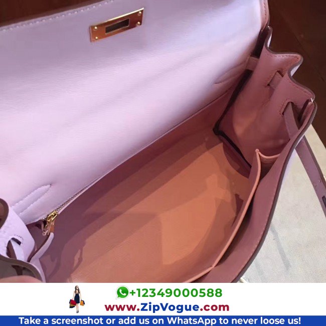 Hermes Rose Dragee Swift Kelly Retourne 32cm Lushentic AAAAA Grade Replica - Image 4