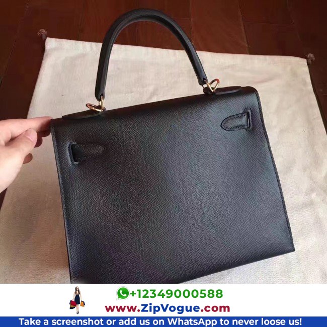Hermes Black Epsom Kelly Sellier 28cm Lushentic AAAAA Grade Replica - Image 5