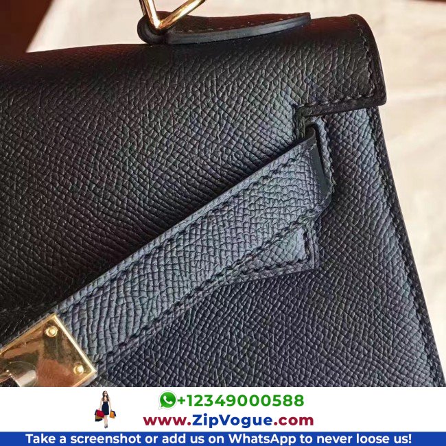 Hermes Black Epsom Kelly Sellier 28cm Lushentic AAAAA Grade Replica - Image 7
