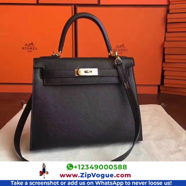Hermes Black Epsom Kelly Sellier 28cm Lushentic AAAAA Grade Replica - Image 8