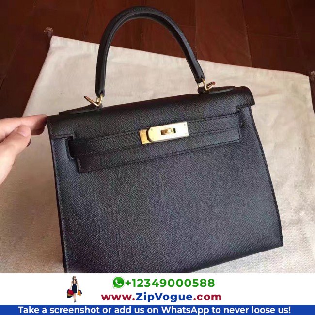 Hermes Black Epsom Kelly Sellier 28cm Lushentic AAAAA Grade Replica