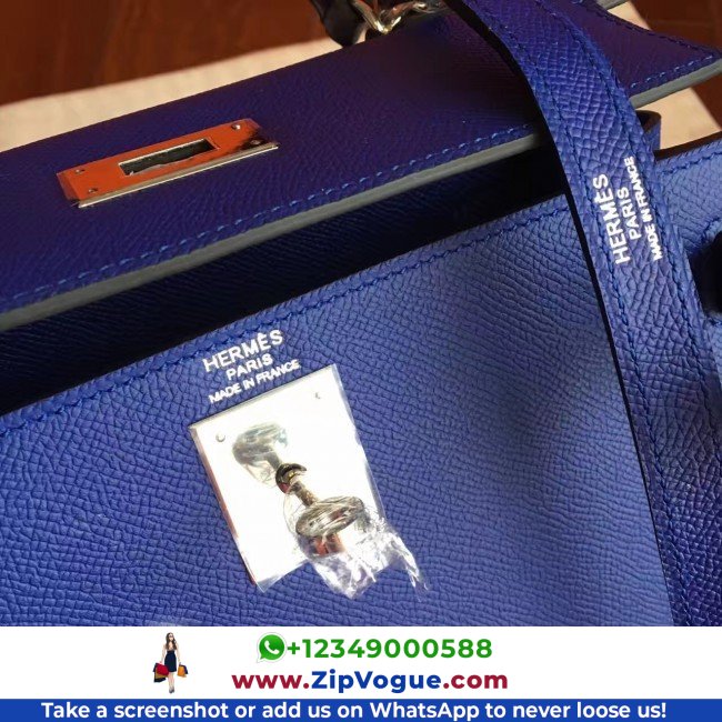 Hermes Blue Electric Epsom Kelly Sellier 28cm Lushentic AAAAA Grade Replica - Image 5
