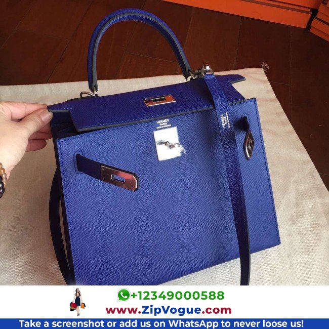 Hermes Blue Electric Epsom Kelly Sellier 28cm Lushentic AAAAA Grade Replica - Image 8