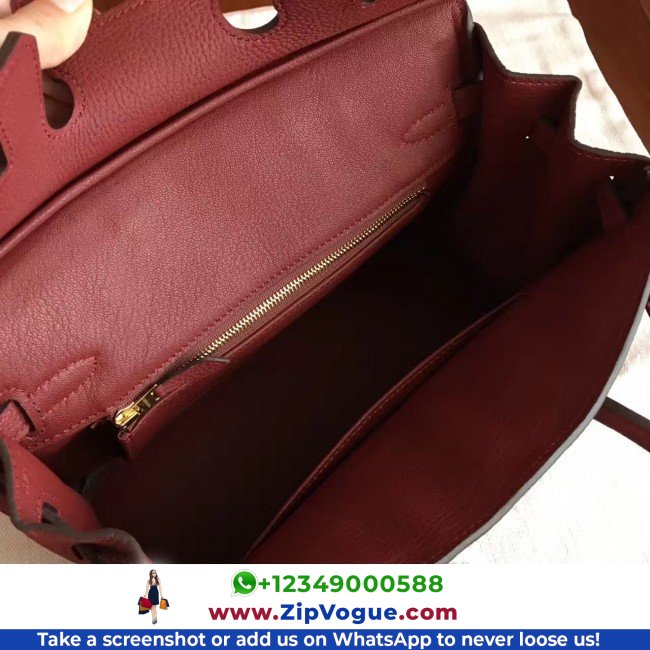 Hermes Bordeaux Clemence Birkin 25cm Lushentic AAAAA Grade Replica - Image 4