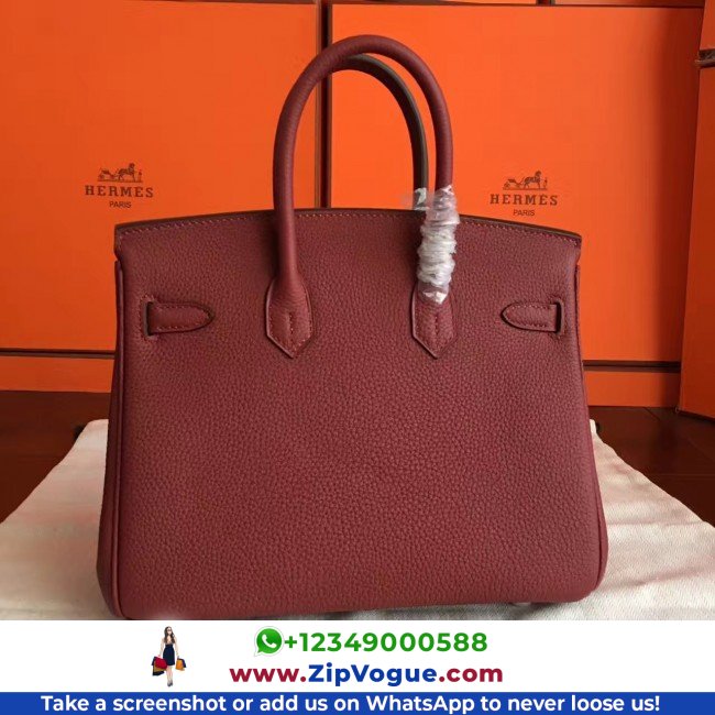 Hermes Bordeaux Clemence Birkin 25cm Lushentic AAAAA Grade Replica - Image 5