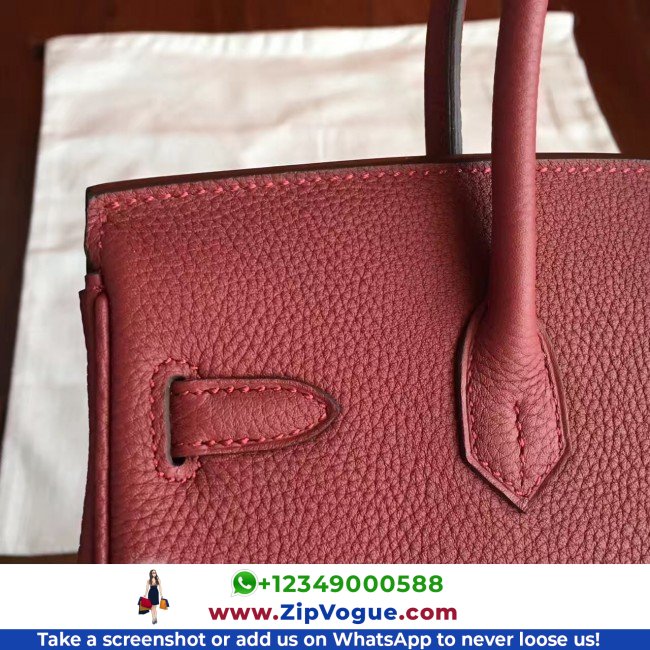 Hermes Bordeaux Clemence Birkin 25cm Lushentic AAAAA Grade Replica - Image 2