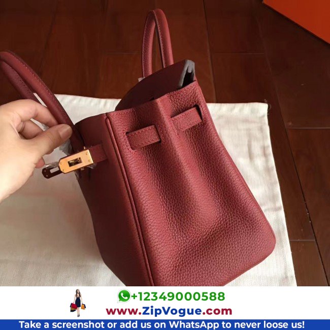 Hermes Bordeaux Clemence Birkin 25cm Lushentic AAAAA Grade Replica - Image 7