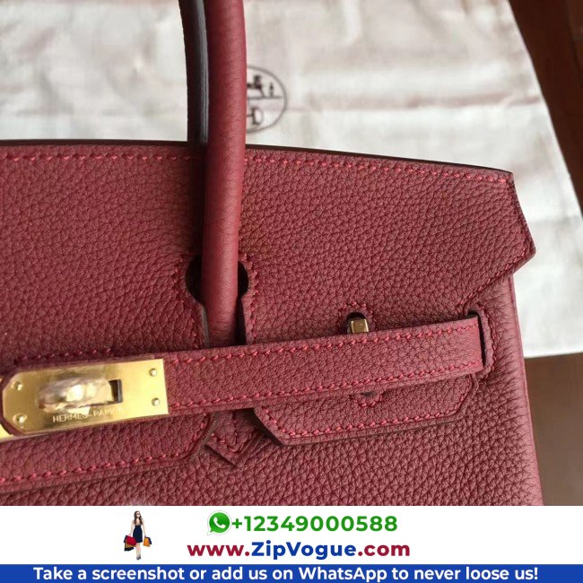 Hermes Bordeaux Clemence Birkin 25cm Lushentic AAAAA Grade Replica - Image 8
