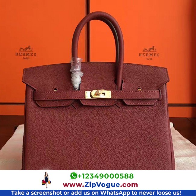 Hermes Bordeaux Clemence Birkin 25cm Lushentic AAAAA Grade Replica