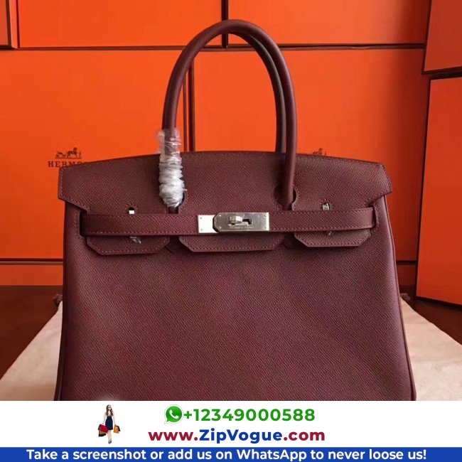 Hermes Bordeaux Epsom Birkin 30cm Lushentic AAAAA Grade Replica - Image 4