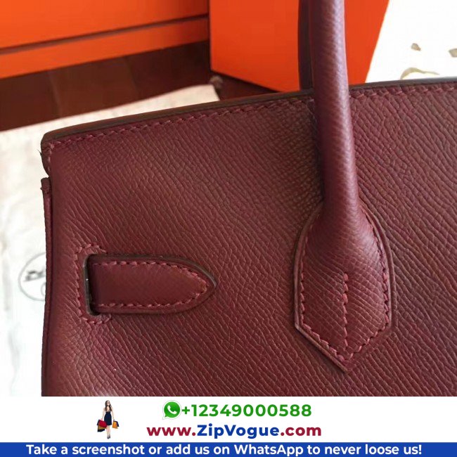 Hermes Bordeaux Epsom Birkin 30cm Lushentic AAAAA Grade Replica - Image 5