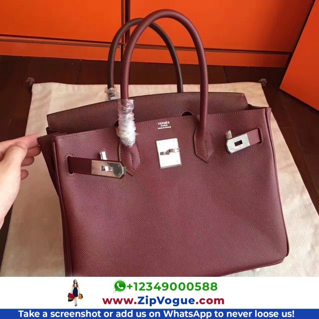 Hermes Bordeaux Epsom Birkin 30cm Lushentic AAAAA Grade Replica - Image 8
