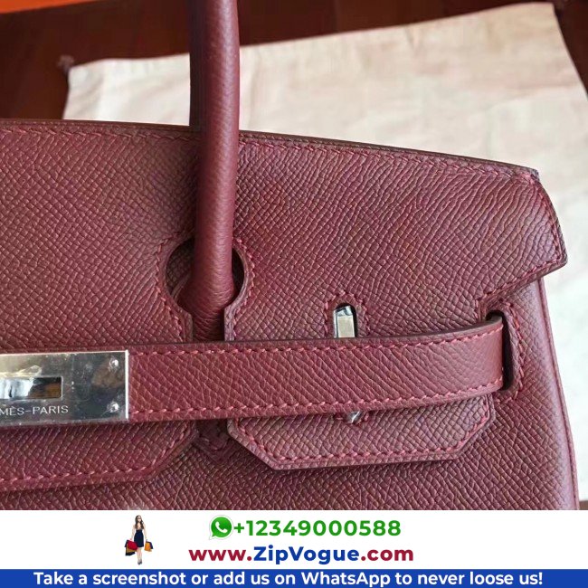 Hermes Bordeaux Epsom Birkin 30cm Lushentic AAAAA Grade Replica - Image 9