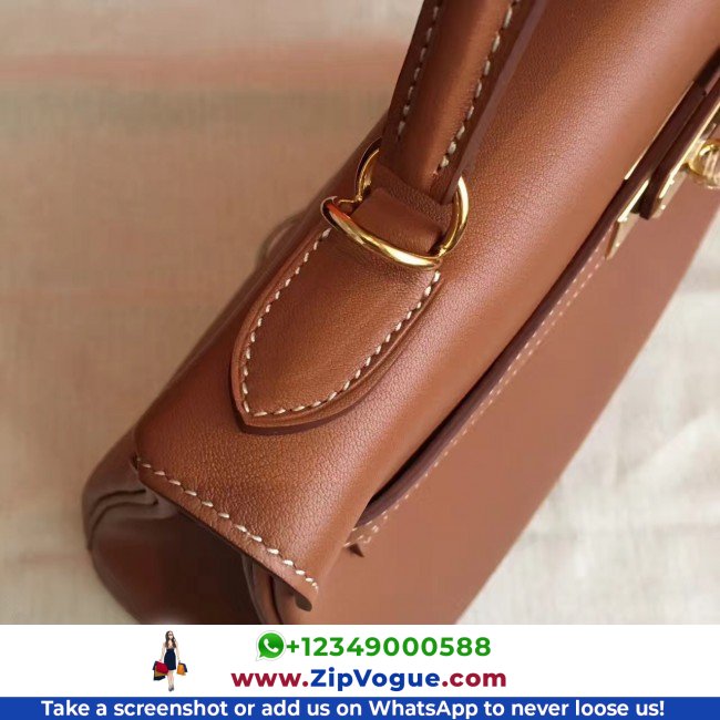 Hermes Brown Swift Kelly Retourne 32cm Lushentic AAAAA Grade Replica - Image 5