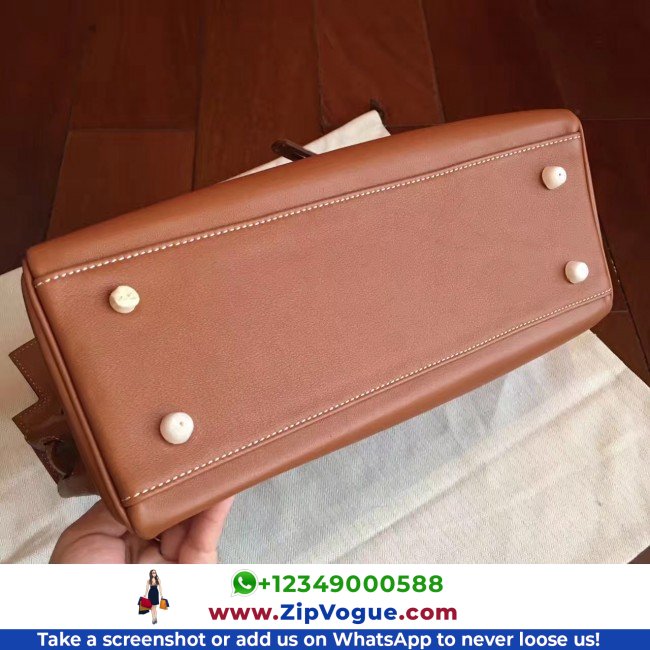 Hermes Brown Swift Kelly Retourne 32cm Lushentic AAAAA Grade Replica - Image 6