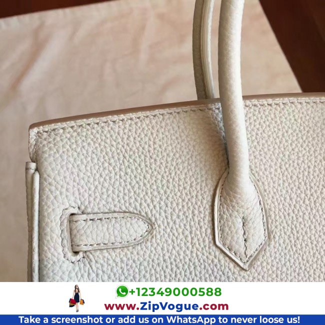 Hermes Pearl Grey Clemence Birkin 30cm Lushentic AAAAA Grade Replica - Image 3